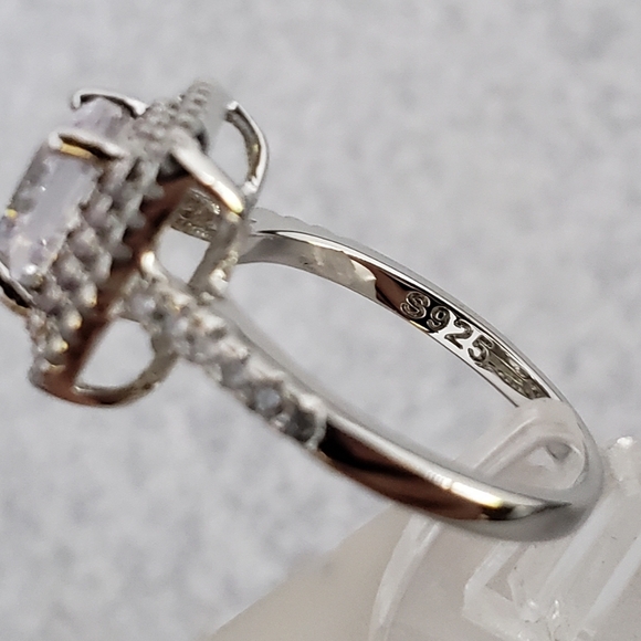 Sterling Pink Halo 2ct Solitaire - Picture 6 of 8